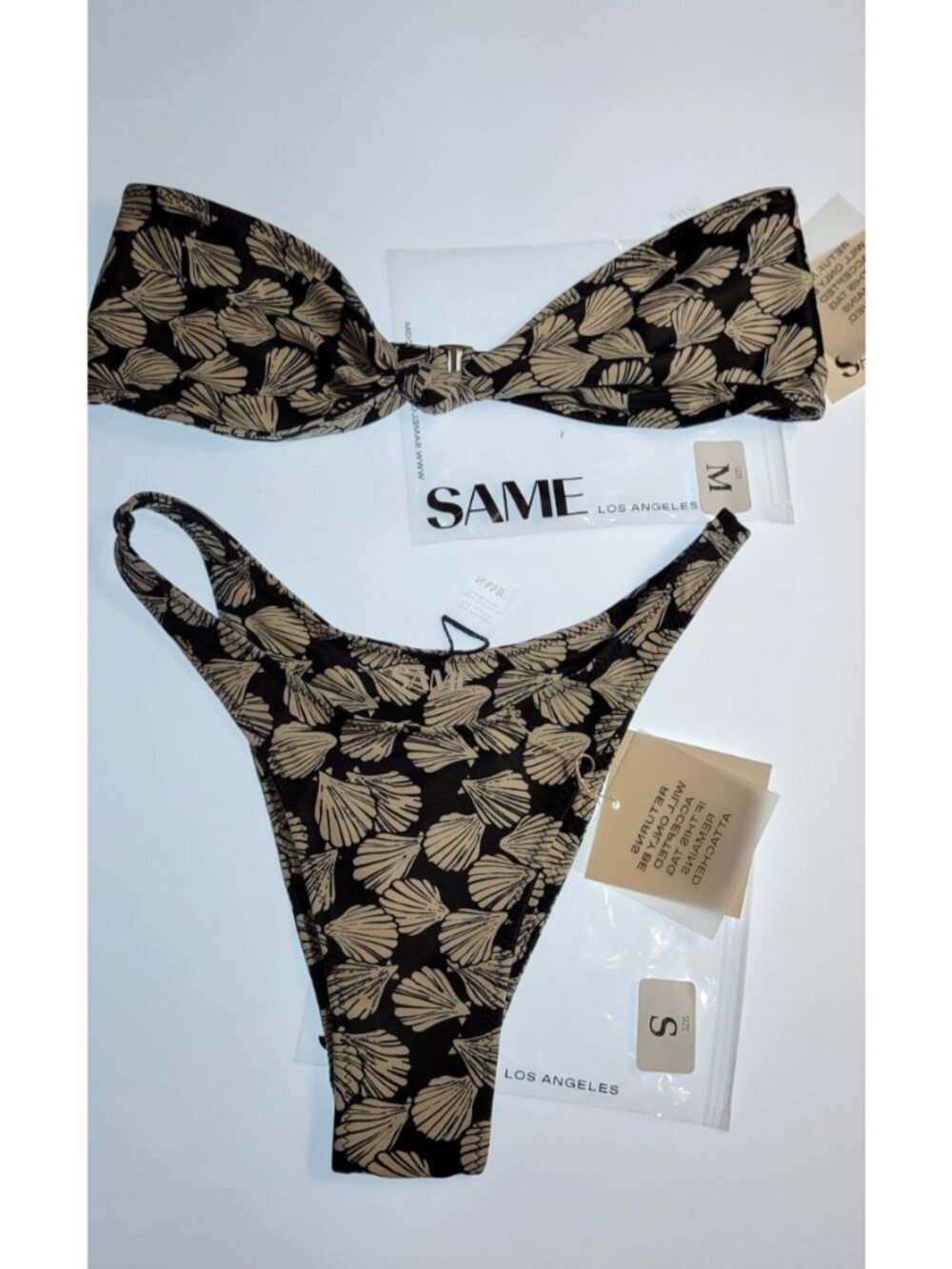 SAME Bikini Set Womens Top Bandeau Medium Bottom 90s Small Navy Blue